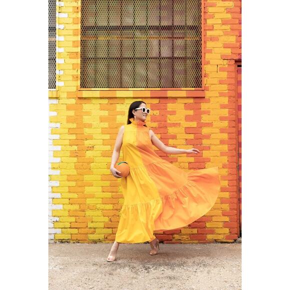 Christopher John Rogers Target Ruffle Two-Tone Tiered XXS ORANGE Yellow Dress - Picture 1 of 3